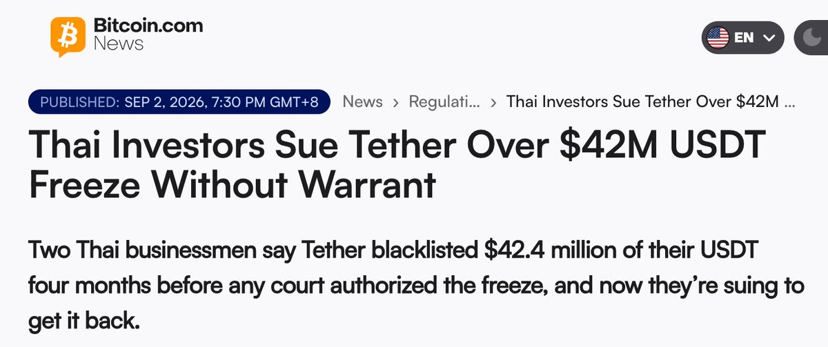 未获法院搜查令即冻结 4200 万美元 USDT，Tether 在美遭投资者起诉
