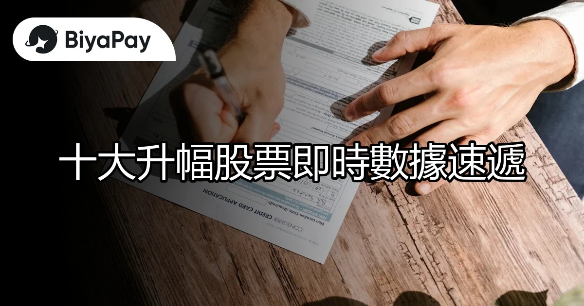 十大升幅股票即時數據