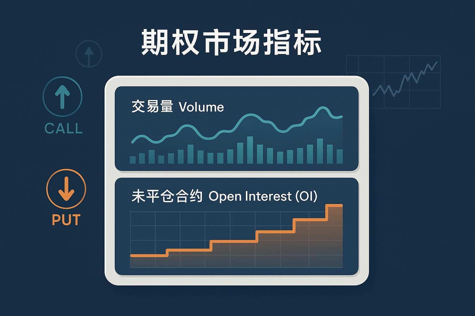 Visualizing Two Key Option Market Indicators: Volume and Open Interest (OI) Dashboard with Line and Bar Charts