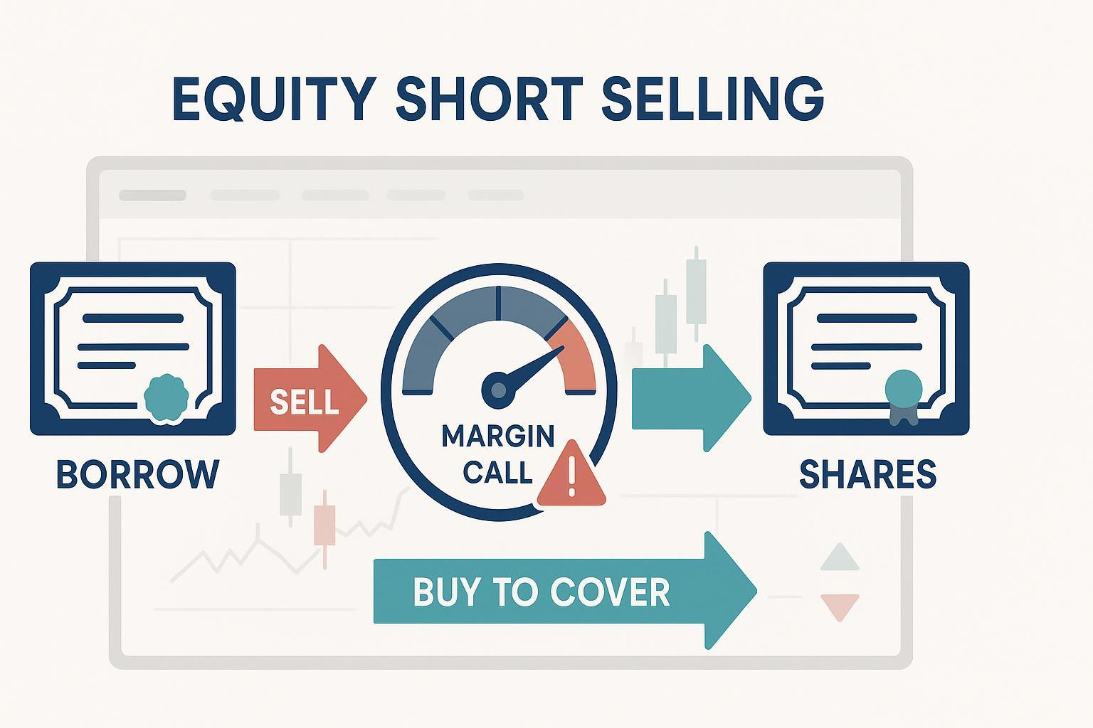 Diagram: Stock Shorting Process (Borrow—Sell—Maintain Margin—Buy to Cover—Return) and Risk Warnings