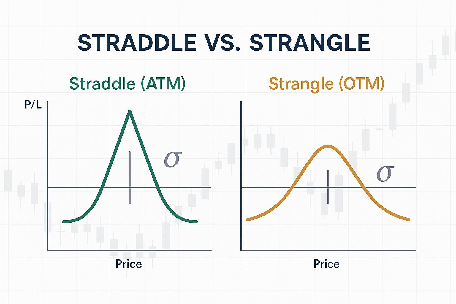 Simplified profit and loss curve cover image comparing Straddle (ATM) and Strangle (OTM)