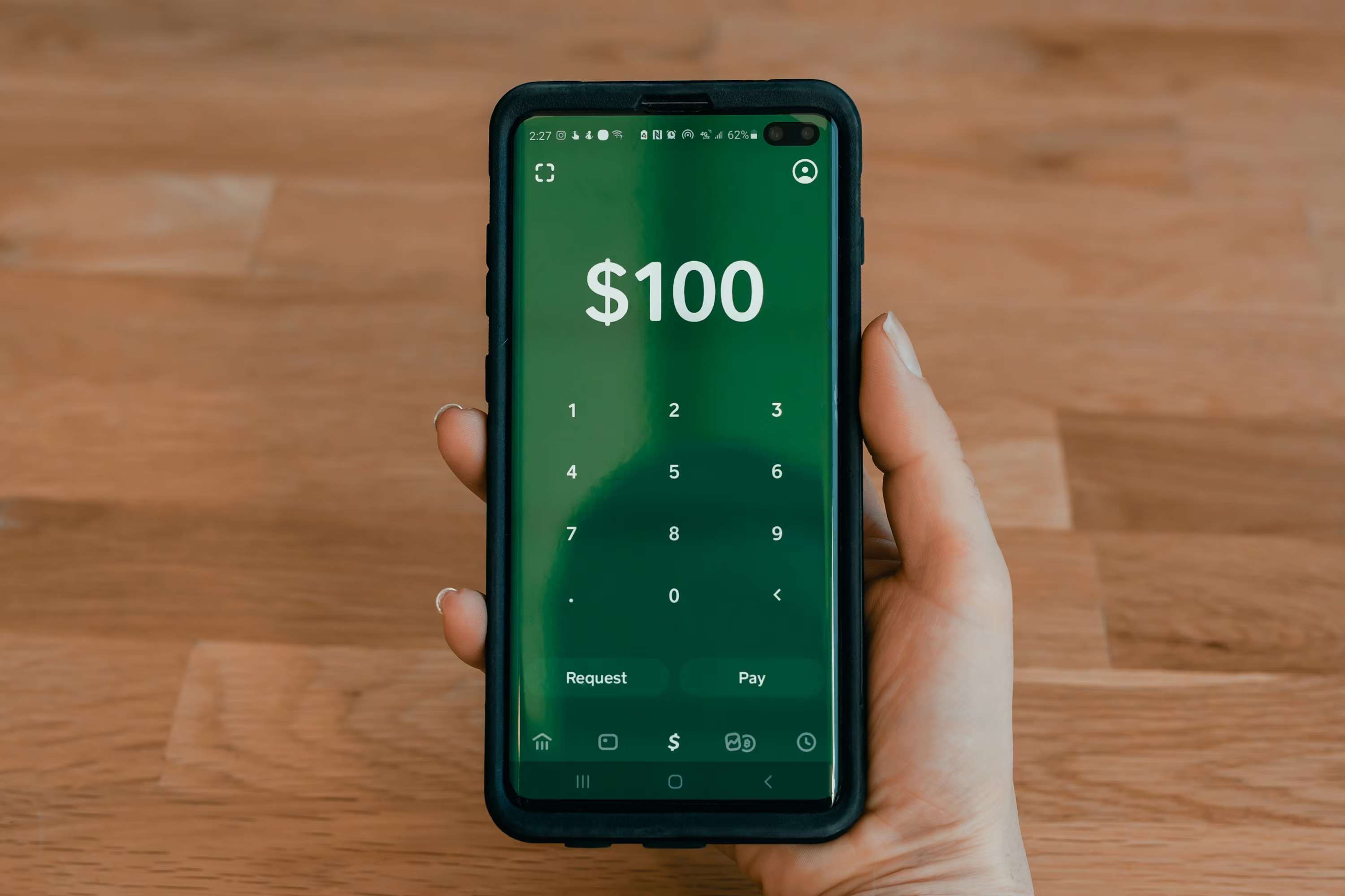 Mobile transfer app illustrating deposit paths for U.S. and Hong Kong stocks without an overseas bank card