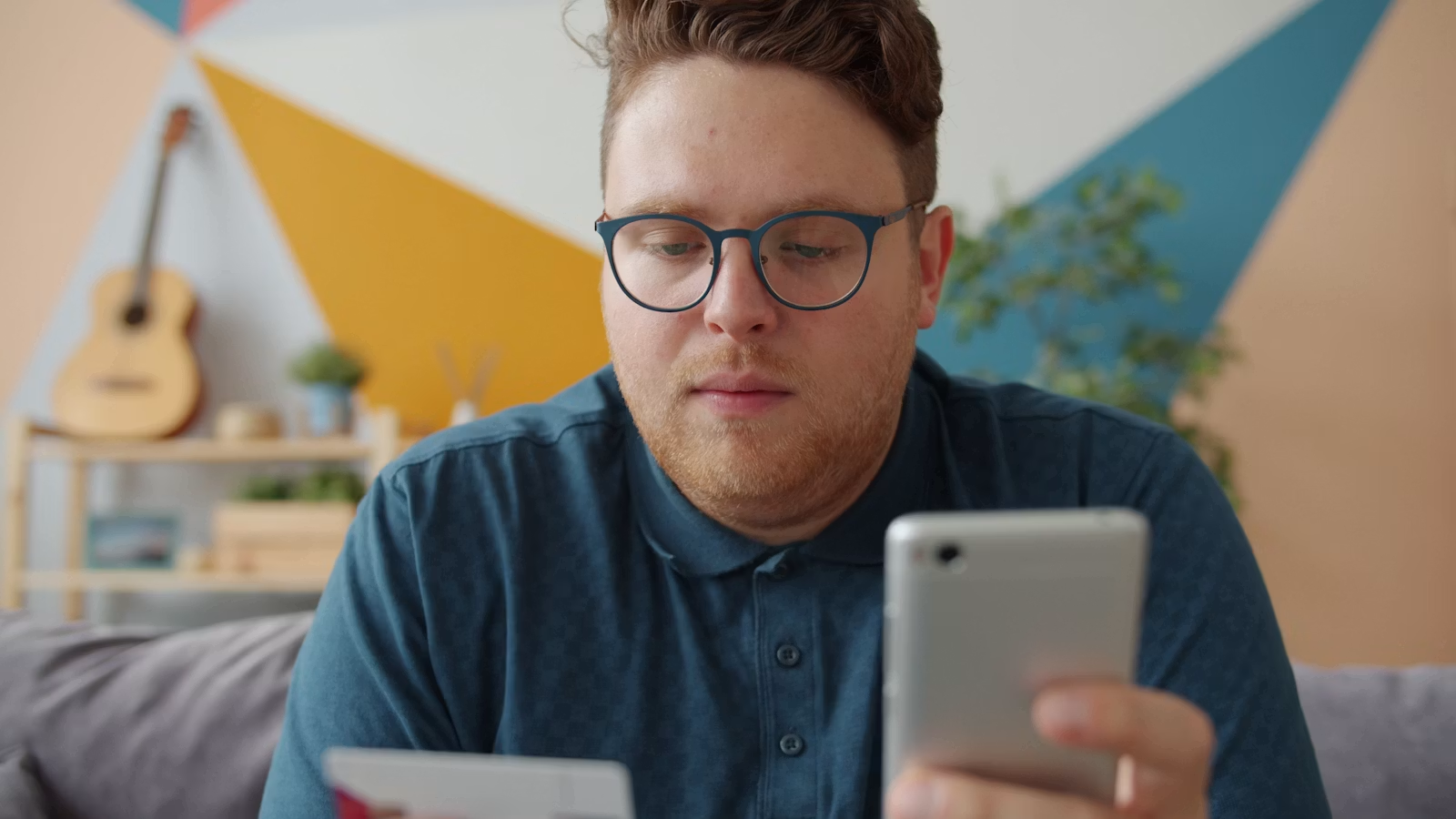 Mobile phone, credit card, and online payment scene